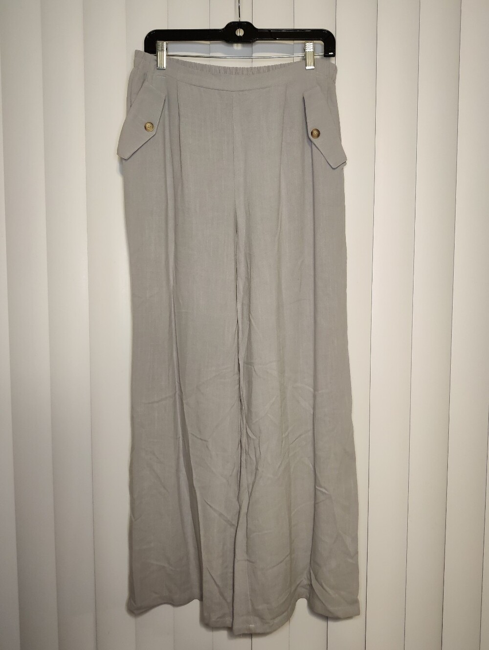 Allie Rose Light Gray Wide-Leg Trousers